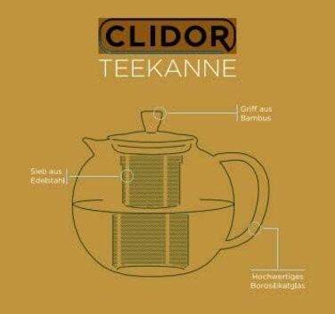 Заварювальний чайник із вставкою сітчастого фільтра – 1,5 літра, CLIDOR