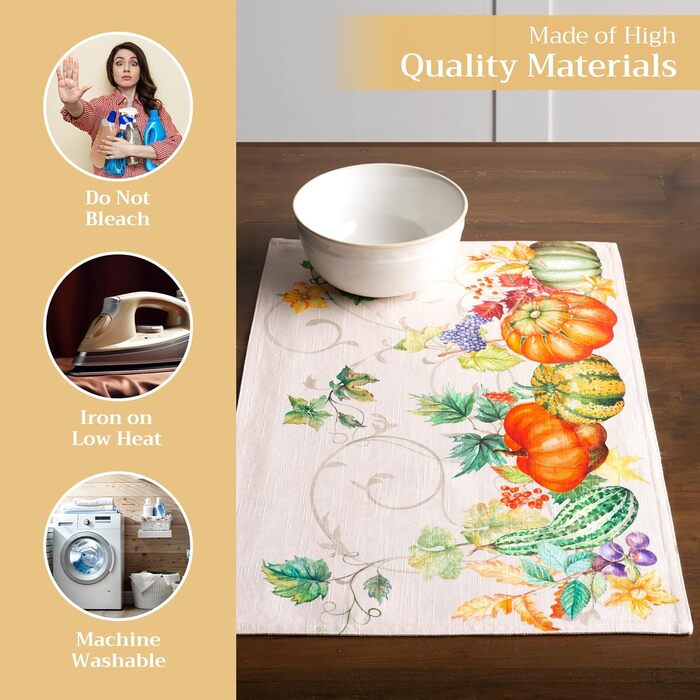 Бавовняні килимки для серветок, набір з 4 шт. , декоративні килимки для серветок, пасхальні килимки, що миються, для свят, вечерь, весни, літа (33 см x 48 см) (17 - Lumina), 39Hermine 100