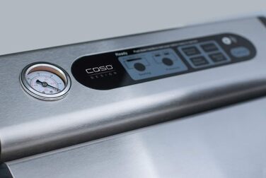 Профессиональная вакуумная система CASO FastVac 1200 - двухпоршневой насос (около 20 л/мин.), мощный двигатель, двойной сварной шов, индикатор процесса, включая вакуумный шланг и 20 профессиональных пакетов из фольги