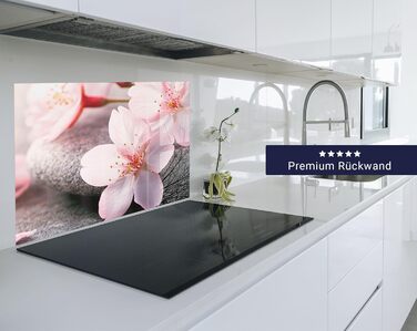 Кухонний фартух timalo зі скляним виглядом Північне море, очерет, захід сонця, океан, солома 2 мм акрилове скло Бризок настінний для плити, кухонний скляний фартух, акрилова скляна настінна панель, панель для фартуха (220 x 58 см, 314- Цвітіння вишні)