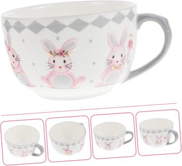 Керамічна тарілка для супу з візерунком кролика на Великдень NAMOARLY