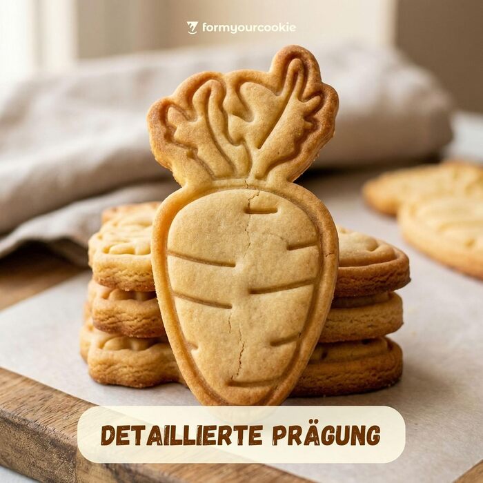 Набір формочок для пасхального печива з 3 шт. , візерунок у смужку з пасхальних яєць, зайчик, 2 в 1 зі штампом, 5 x 4 см, можна мити в посудомийній машині, екологічно чисті, нержавіючі (морква (10x5xсм))