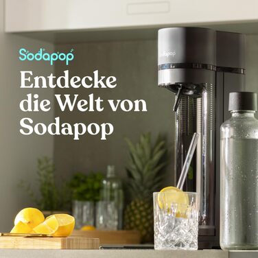 Стартовий набір карбонатора для води Sodapop Logan з балоном CO і 3 скляними пляшками, чорний матовий, висота 42,6 см (Logan без балона CO)