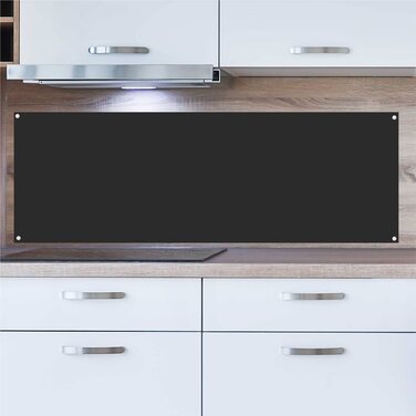 Кухонний фартух INDIGOS UG для плиткового фартуха - - - Термостійкий алюмінієвий композитний бризкозахисний екран - Сучасний кухонний фартух, що протирається - Плита та духовка - Облицювання стін (Чорний, 130x60 см)