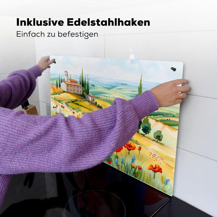 Фартух для плити, кухонний фартух, вініл, 78x52 см, декор для кухні, облицювання стіни, кришка для плити - сіро-чорна (квітковий пейзаж, 52,2Д x 80,2Ш см)