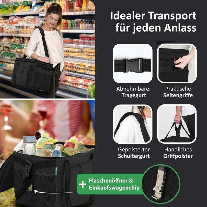 Складана водонепроникна термосумка 30 л чорна COTTARA