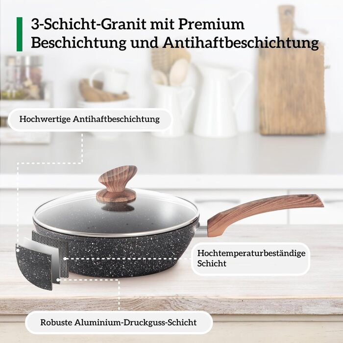 Набір кухонного посуду, 17 предметів, чорний Kitchen Academy