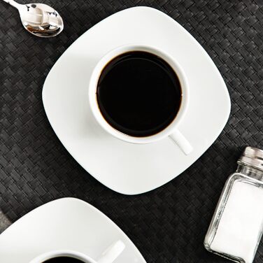 Серія Elisa, 12-предметний кремово-білий порцеляновий кавовий набір, кавові чашки з блюдцями на 6 осіб, для кави, чаю, десертів, білий кавовий сервіз (6 шт.)