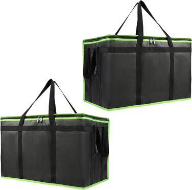 Складні, ізольовані сумки для їжі з шарами, чудово зберігають тепло для кемпінгу та пікніків, водонепроникна сумка-холодильник для кемпінгу (чорна), 2
