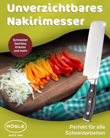 Японський кухарський ніж накірі 18 см Wolfgrey Rosle