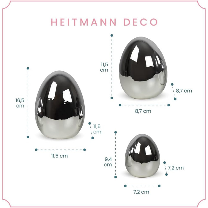 Набір декоративних елементів Heitmann керамічна пасхальна прикраса під порцеляну, для встановлення, біла, приблизно 12,5 x 10,5 x 8 см (яєчне срібло)