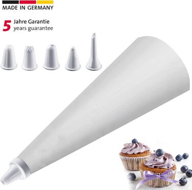 Кондитерський мішок 28 см та 5 пластикових насадок, кремово-білий Westmark