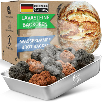 Набір для приготування на пару з лавовим каменем Ідеальне випікання хліба з парою Хрусткий хліб та випічка, як від професійного пекаря (срібний)